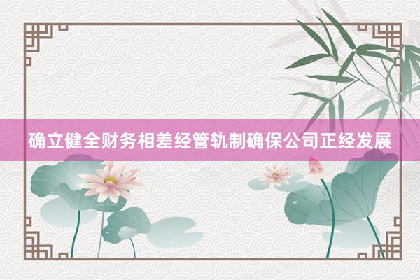 确立健全财务相差经管轨制确保公司正经发展