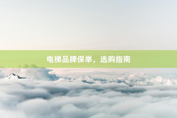 电梯品牌保举，选购指南